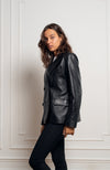 Veste en cuir d'agneau plongé noir pour femme La Havane - Vêtement cuir Paris - Créateur Parisien