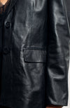 Veste en cuir d'agneau plongé noire pour femme Madrid - Vêtements cuir Paris - Créateur Parisien