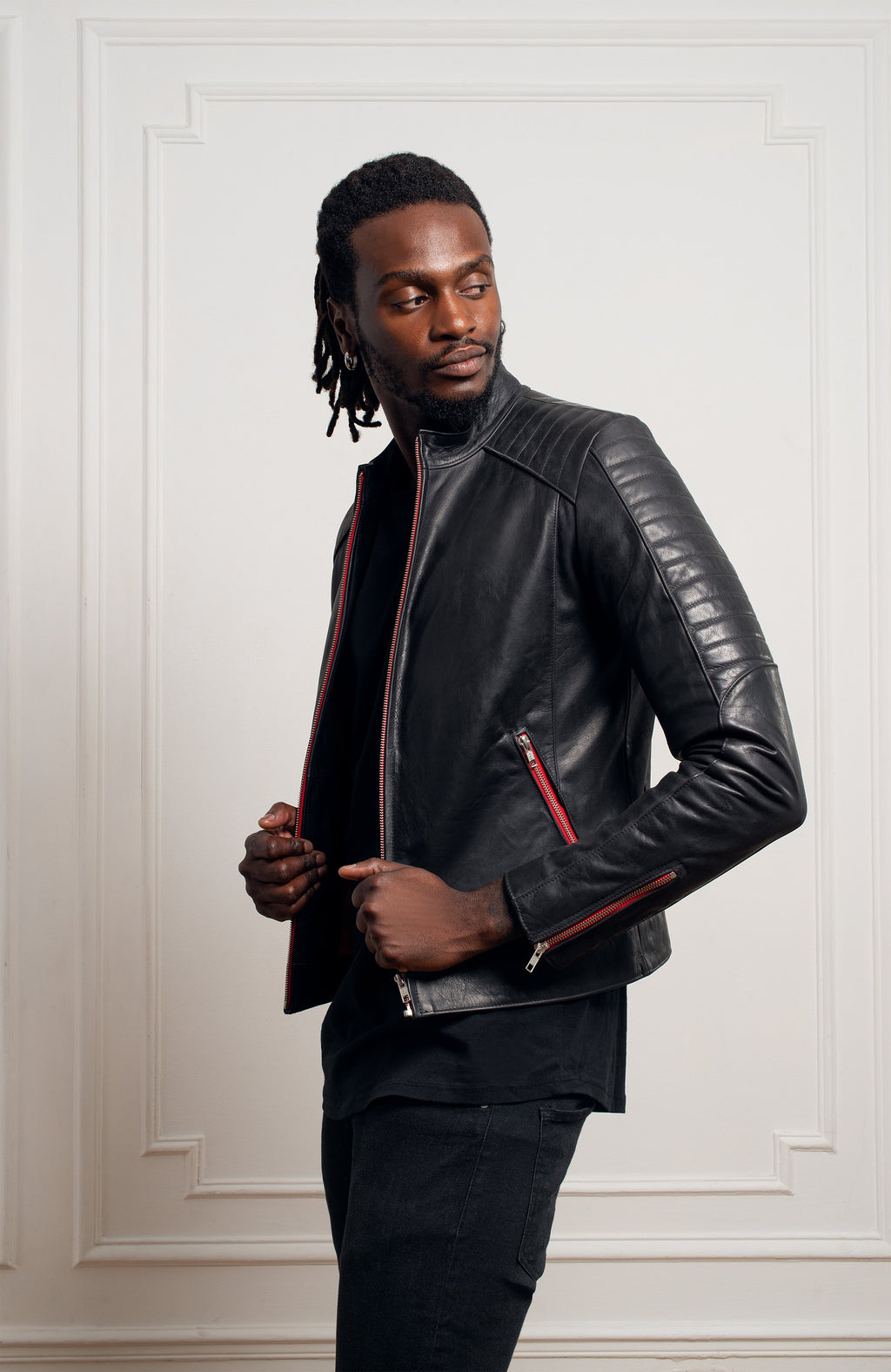 Blouson cuir de vachette grasse noir pour homme Shanghai - Créateur Parisien - Vêtements cuir Paris 