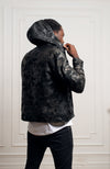 Blouson cuir d'agneau laser camouflage noir pour homme Dubaï - Vêtements cuir Paris - Créateur Parisien