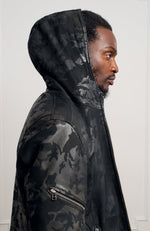Blouson cuir d'agneau laser camouflage noir pour homme Dubaï - Vêtements cuir Paris - Créateur Parisien